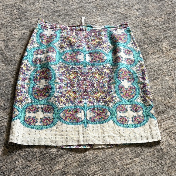Maeve Anthropologie women’s size 10 - Teal  Patterned knee length  Skirt - Picture 1 of 6